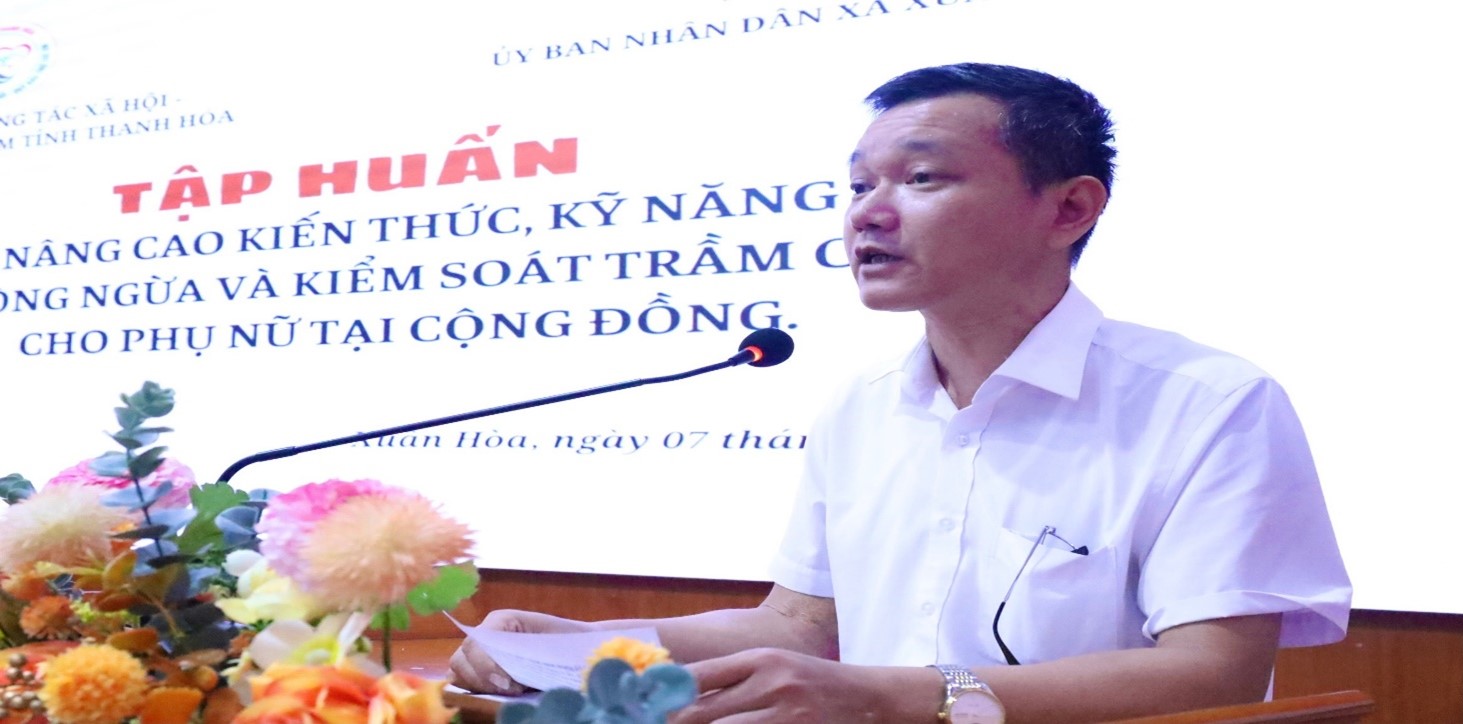 Đồng Chí Hồ Đại Thắng- Phó Giám Đốc Trung tâm CTXH-QBTTE phát biểu khai mạc tại Hội nghị tập huấn